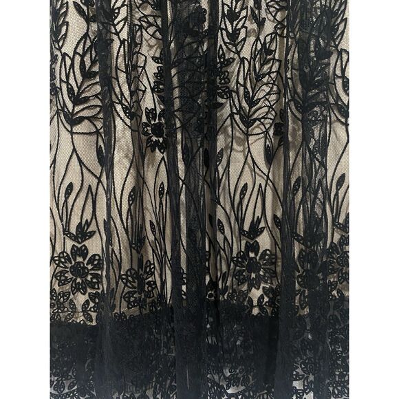 Metro Wear Skirt Black Mesh Floral Overlay Tan Lining Sz PS Elastic Waist 28 - Picture 14 of 14